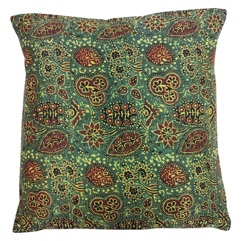 Bottle Green Mashru Cushion Cover by Garvi Gurjari