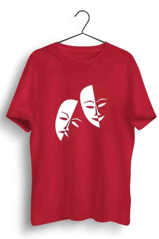 Masked Lives Graphic Printed Mens Round Neck Red Cotton Tshirt