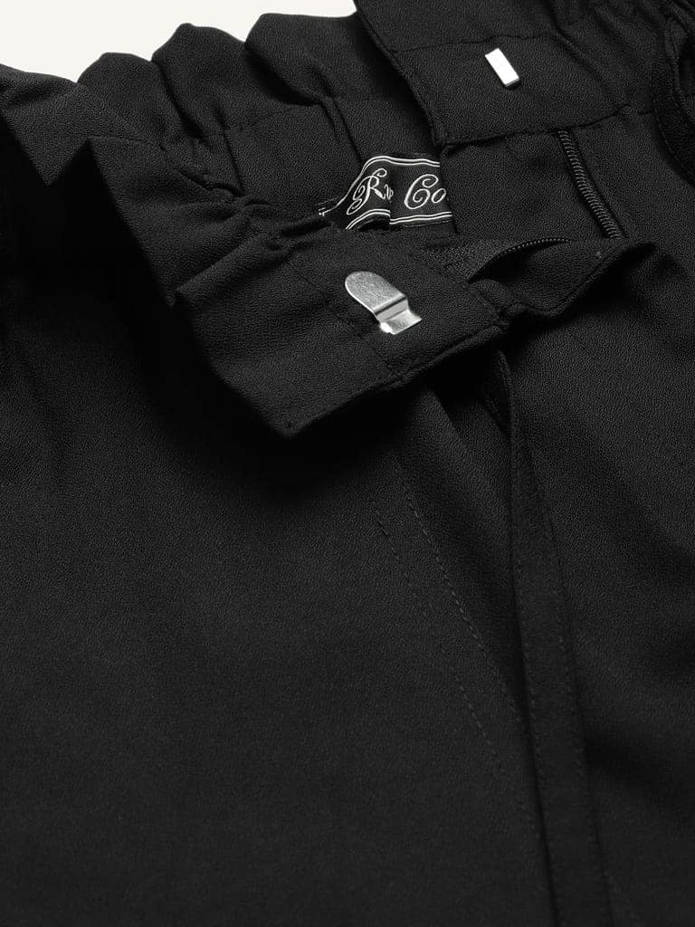 Women Black Solid Shorts view 4