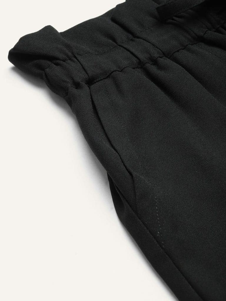 Women Black Solid Shorts view 6