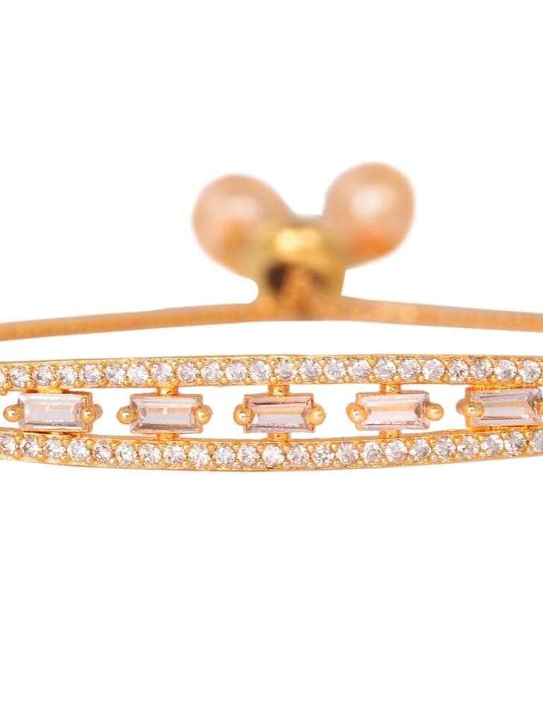 Gold Plated White AD StuddedAdjustable Mangalsutra Bracelet view 7