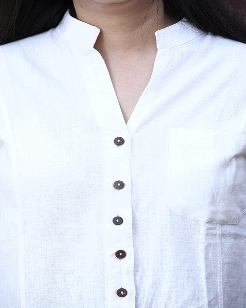 Handwoven White Cotton Shirt view 4
