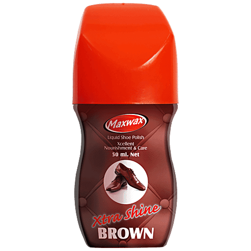 Maxwax Xtra Shine Liquid Shoe Polish - Brown, 50 ml