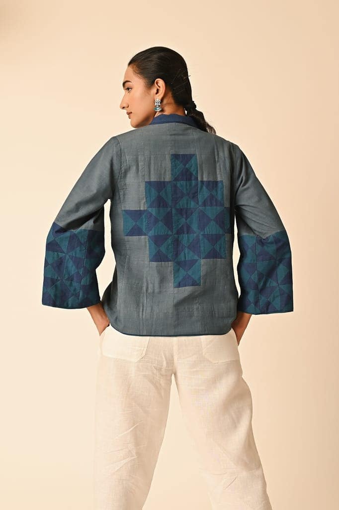 Rishta Shawl Collar Grey Ralli Jacket view 2