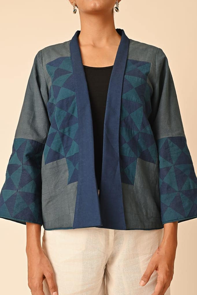 Rishta Shawl Collar Grey Ralli Jacket view 3