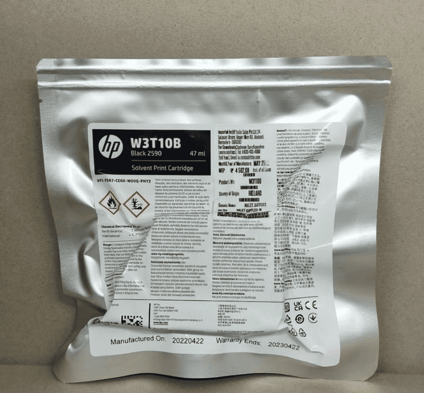 HP 2590 Black Solvent Ink Cartridge W3T10B Original Print Cartridge for TIJ Inkjet Printer