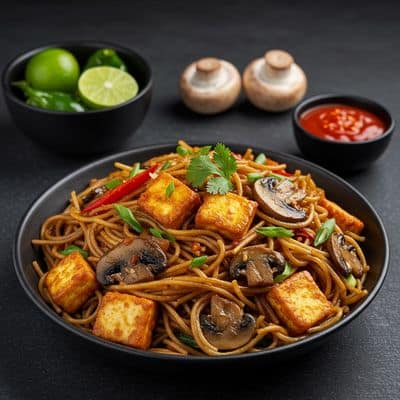 Paneer And Mashroom Noodles