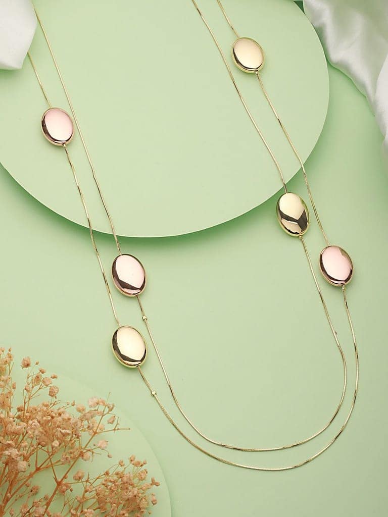 Anti-Tarnish Gold Plated Double Lined Statement Long Chain & Necklace view 2