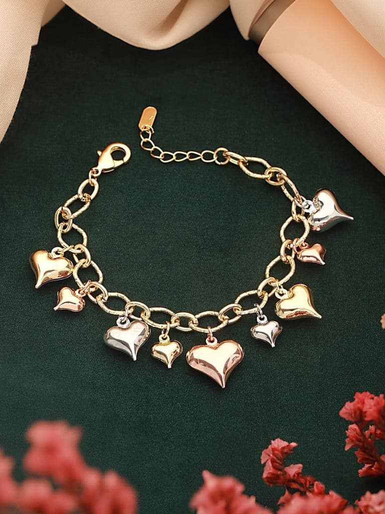 Anti-Tarnish 18k Gold Plated Heart Shaped Charm Link Wraparound Bracelet view 10