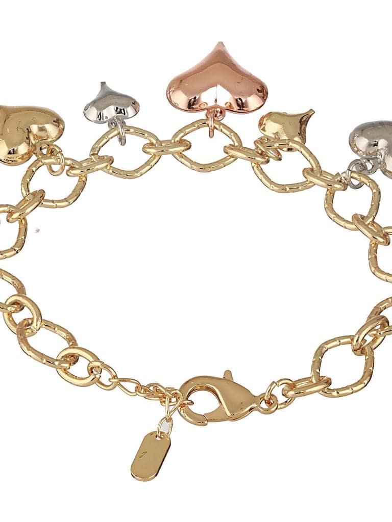 Anti-Tarnish 18k Gold Plated Heart Shaped Charm Link Wraparound Bracelet view 7