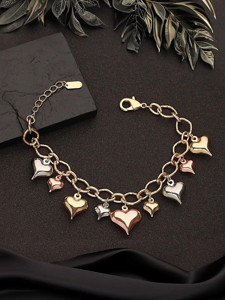 Anti-Tarnish 18k Gold Plated Heart Shaped Charm Link Wraparound Bracelet view 9