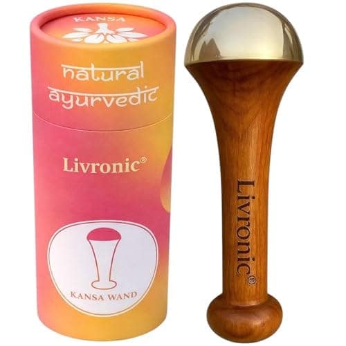 Livronic® Kansa Wand Massager for Face, Body & Foot | 100% Bronze Kansa Vati Foot Massager with Teak Wooden Handle | Massage Tool for Detox, Relaxation, Wellness & Stress Relief | (4.5 cm Cap) view 2