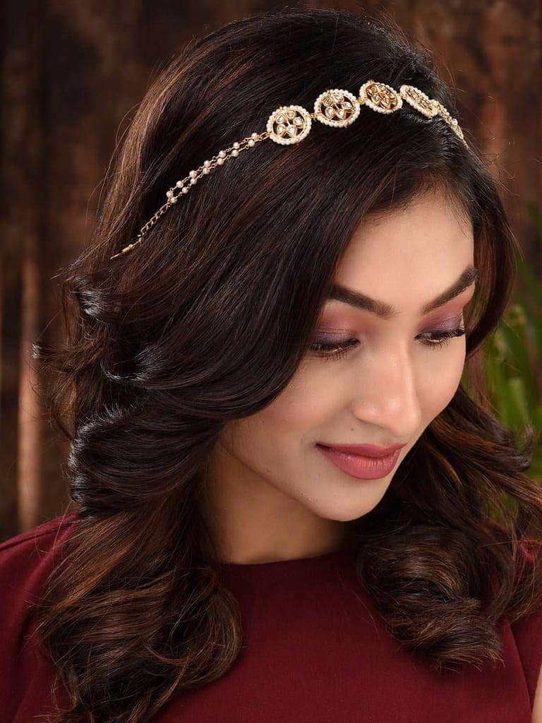Gold Plated Kundan studded Matha Patti view 3