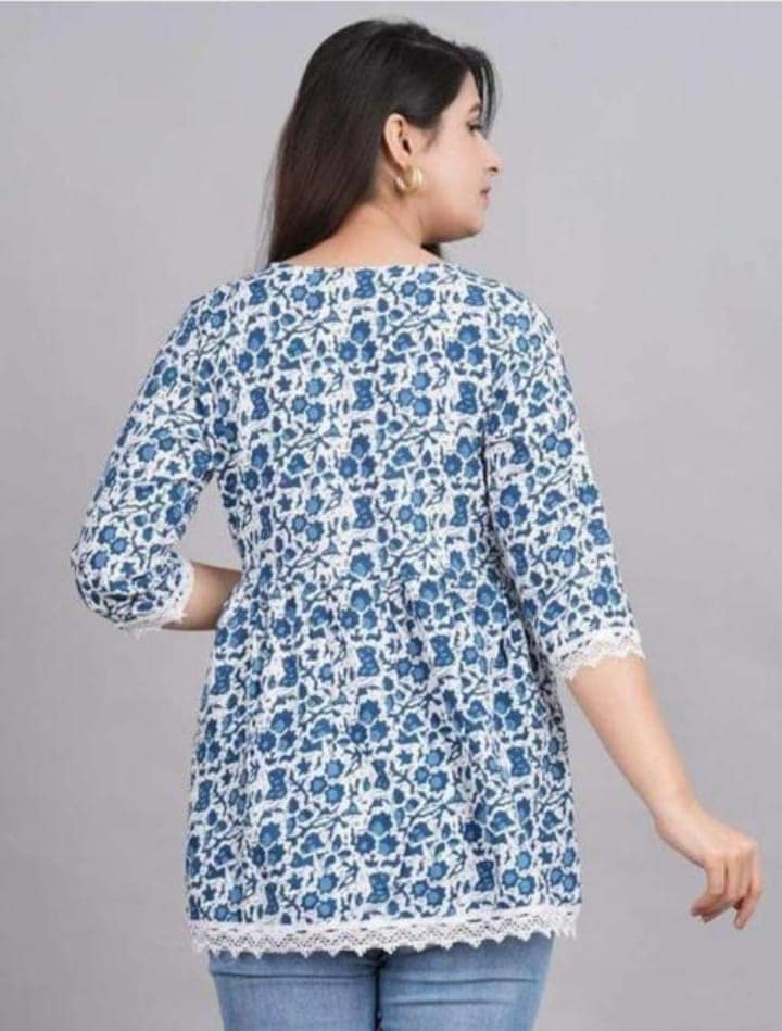 Women's Blue Floral Top view 2