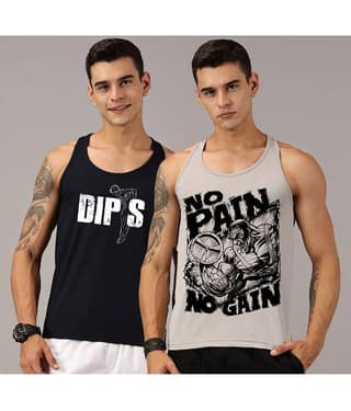 RodZen Pack of 2 Polyester Gym Vest For Men ( Multicolor )
