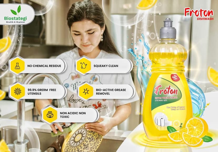 Froton Dishwash Liquid Yellow Lemon & Green Lemon 500ml Pack of 6 view 5