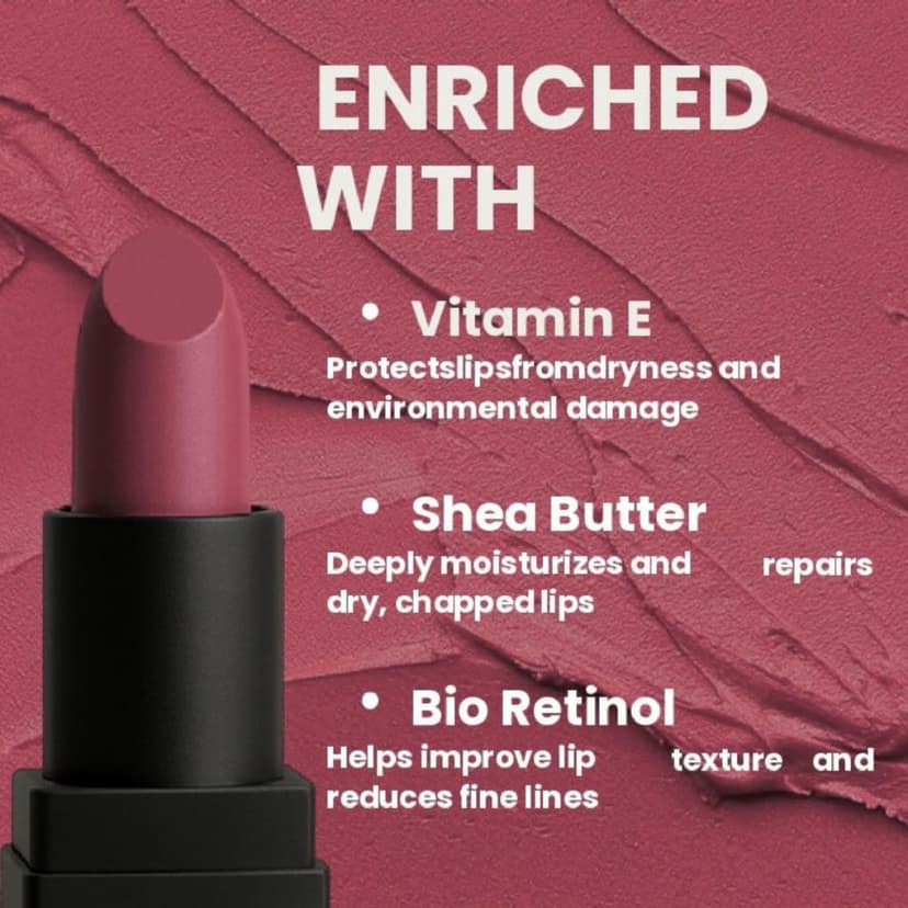 POPPIK Bullet Matte Lipstick for Women | Creamy Matte, Long Lasting Lip Color | High Coverage, Soft & Comfortable Formula | Daily Use Lip Makeup | Ideal for Casual Outings, Wedding, Gift | 3.8gm view 4
