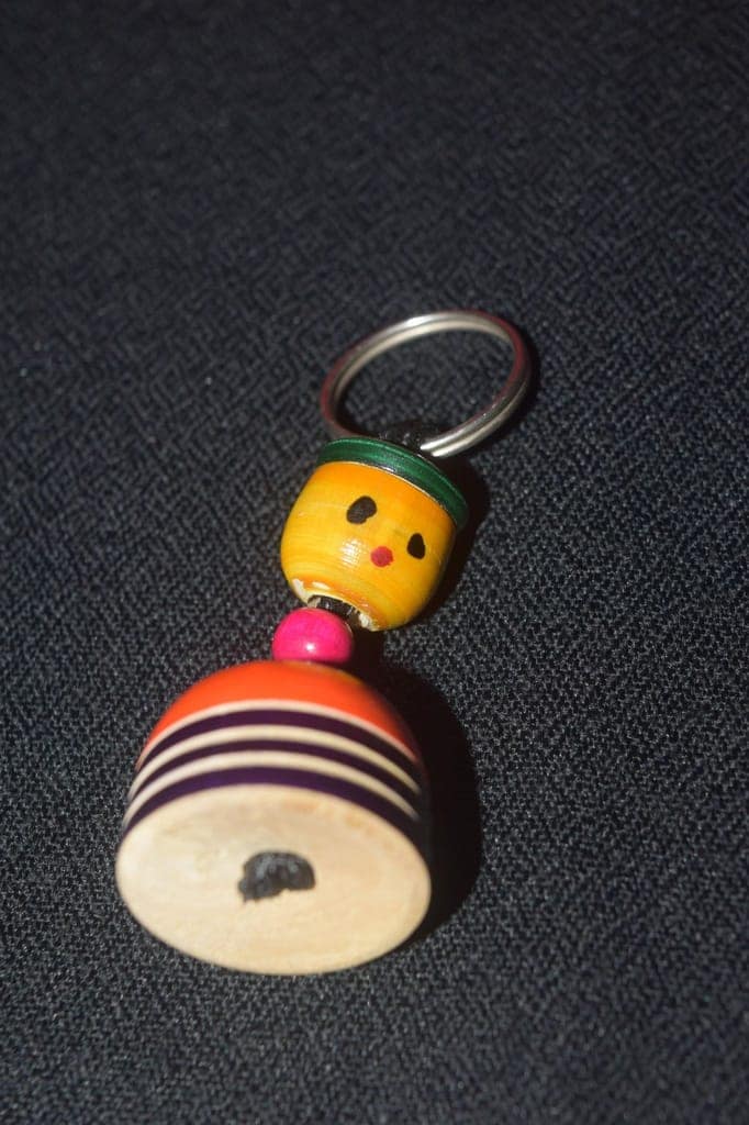 Tulip Traditional Artisians' Upliftment Livelihood Program Wooden Kendama Keychain, Multicolour Hand-Painted Traditional Japanese Skill Toy, Compact Ball and Cup Game with Metal Keyring view 3