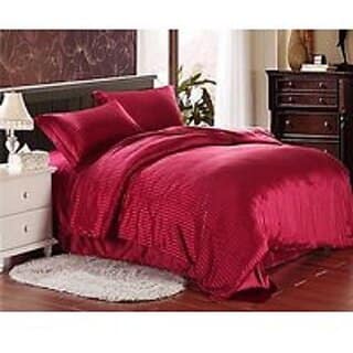 300 TC 100 Cotton King Size Satin Striped Double Bedsheet with 2 Pillow Cover
