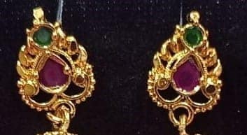 Gold Plated Traditional Indian Jhumka Earrings with Pearls view 2