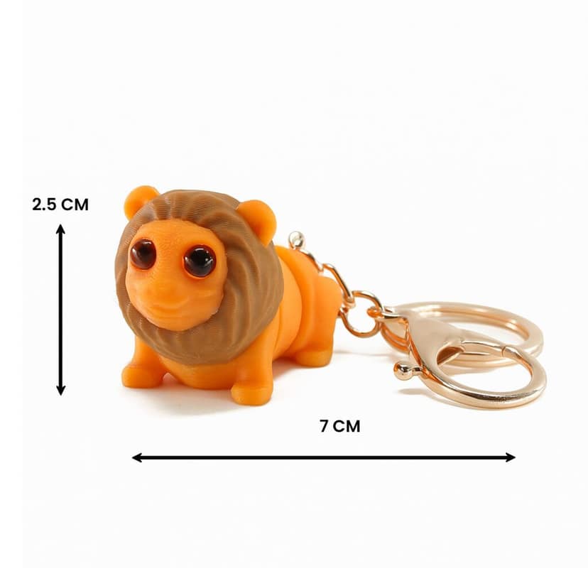 Vinglits Wild Beasts 3D Printed Keychains – Articulated Animal Toys, Pocket-Friendly Keyrings, Stress Relief Desk Toys for Kids & Adults, Collectible Accessories (Leo - The Lion) view 2