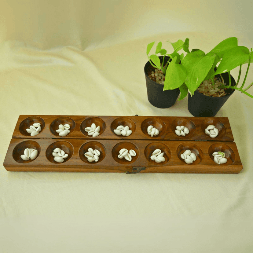Teak Wood Alaguli Mane - Traditional Board Game
