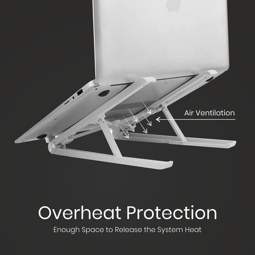 Portronics My Buddy Flip Portable Laptop Stand, Laptop Holder Riser with Adjustable Height Ergonomic, Foldable & Lightweight, Air Ventilation Compatible with All Laptop, Tablet, Notebook view 2