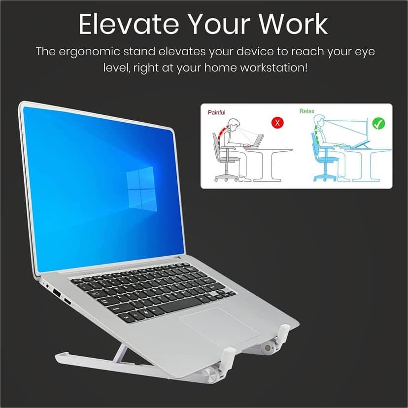 Portronics My Buddy Flip Portable Laptop Stand, Laptop Holder Riser with Adjustable Height Ergonomic, Foldable & Lightweight, Air Ventilation Compatible with All Laptop, Tablet, Notebook view 3