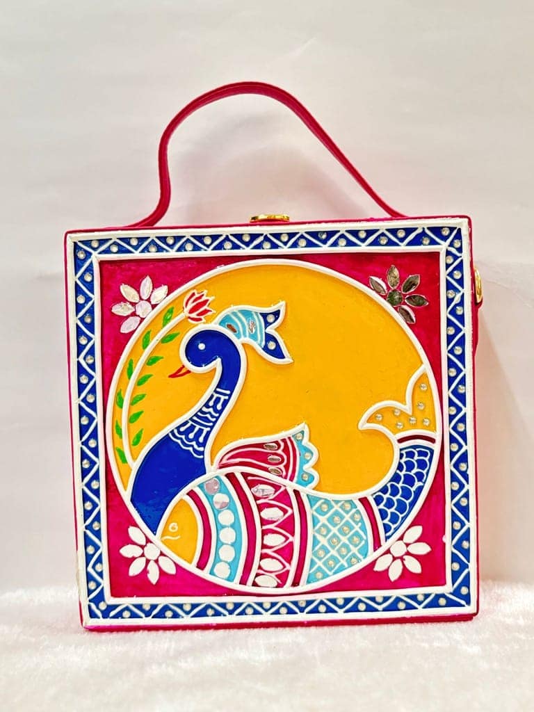 Pink Peacock Lippan Art Handcrafted Box Bag view 5