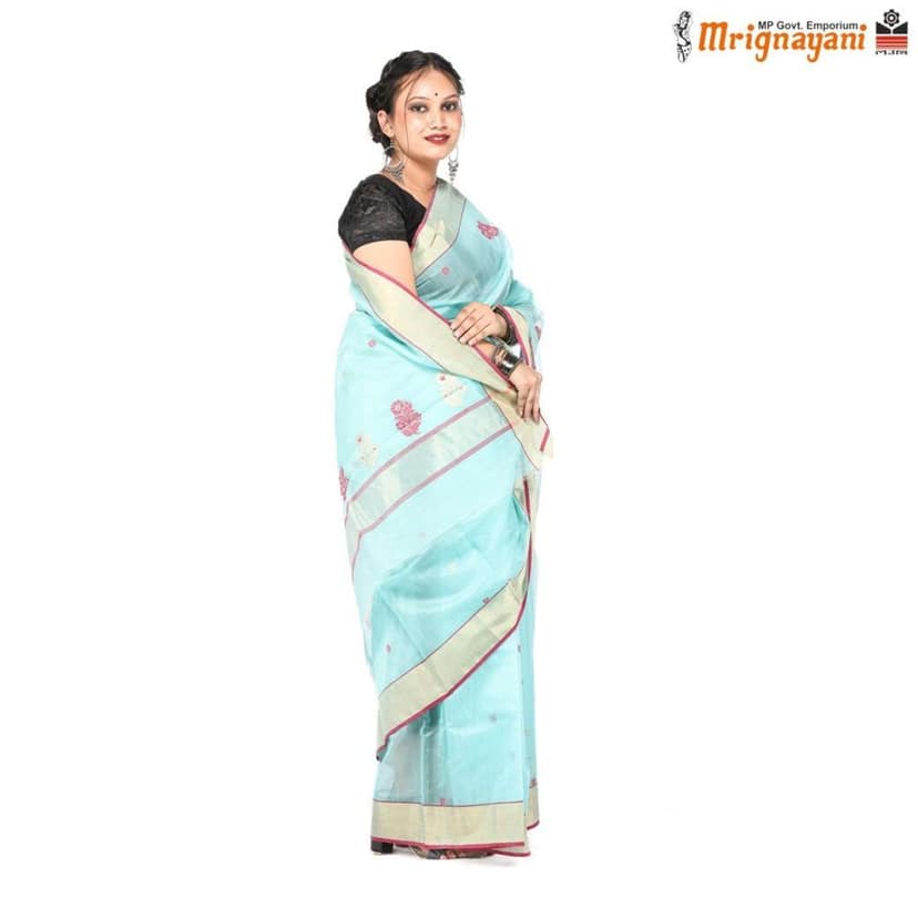 HANDLOOM CHANDERI SILK SAREE WITH BLOUSE (SKU - 1SC103150422, SAREE-1097) view 2