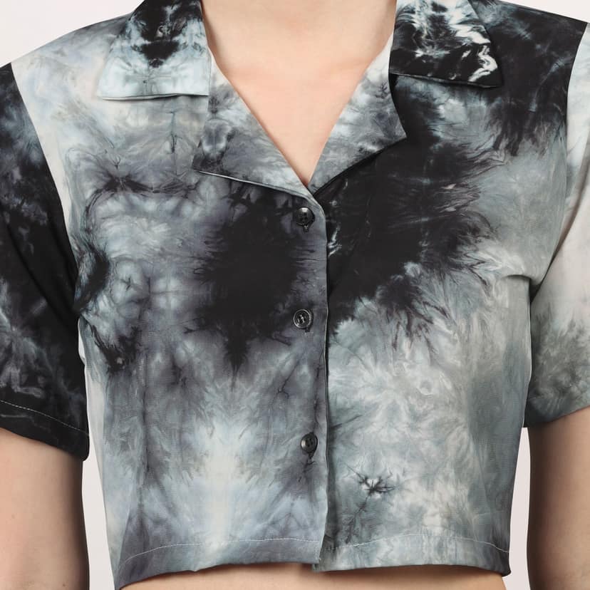 Women Stylish Tie & Dye Crop Shirt view 5
