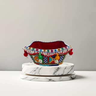 Hand Embroidered Decorative Basket