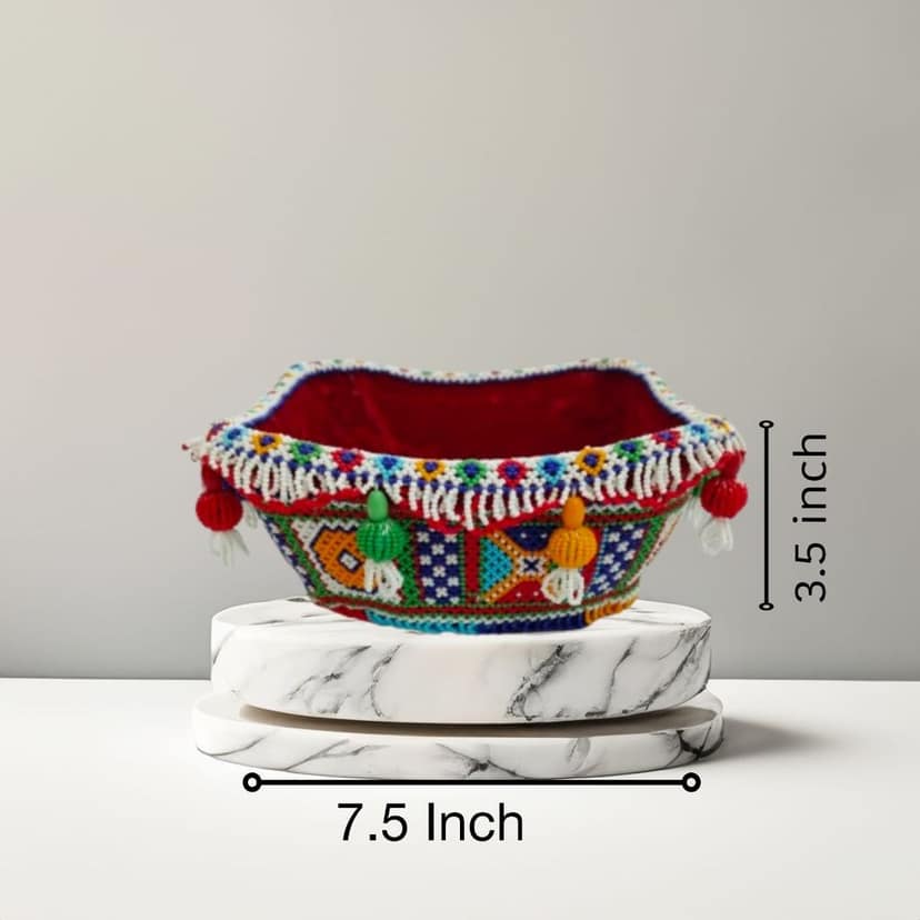 Hand Embroidered Decorative Basket view 2