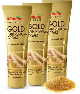 Multani Naturals Gold Painless Hair Removal Cream for Smooth & Effortless Finish 60ml (Pack of 3)