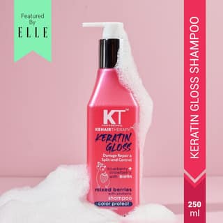 KT Professional Keratin Gloss Shampoo, Damaged Hair & Split-End Control - 250ml