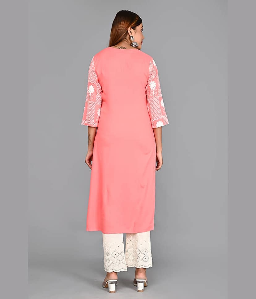 AMIRA'S INDIAN ETHNICWEAR - Peach Rayon Women's Stitched Salwar Suit ( ) view 2