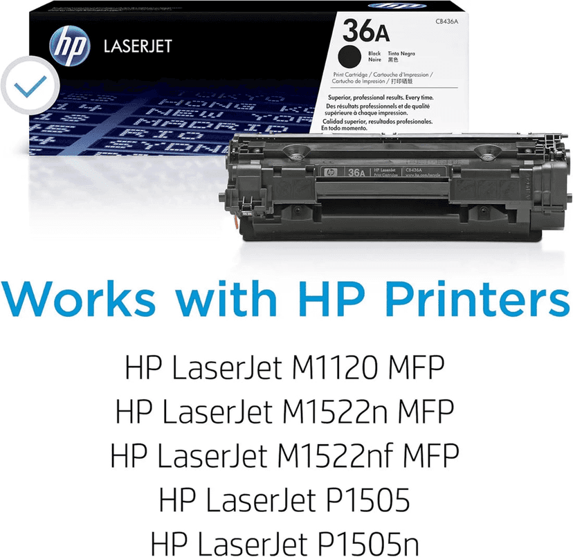 HP 36A Black Original LaserJet Toner Cartridge (CB436A) for HP LaserJet M1120, M1120n, M1120w, M1522n, M1522nf, M1522nw Printers view 2