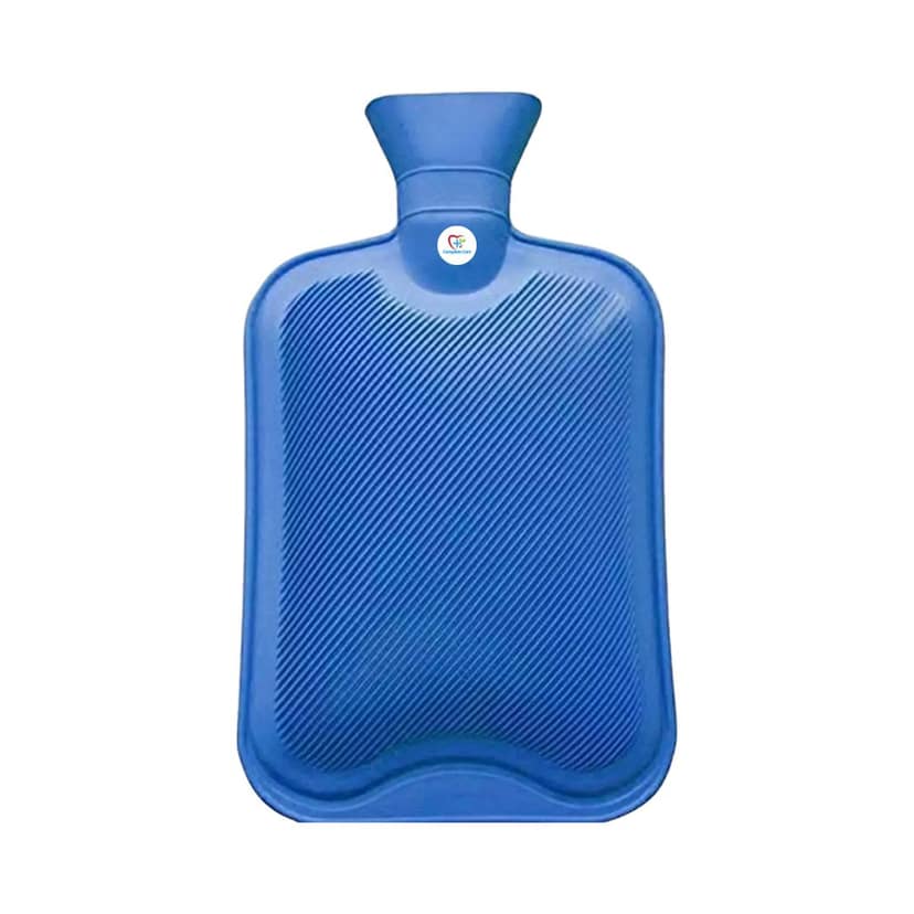 Complete Care Hot Water Bag for Full Body Pain Relief Leakproof Rubber Hot Water Bag for Sports Injury Pain Relief Massage Therapy for Men & Women Non Electric Hot Water Pouch for Cramps Relief - Blue