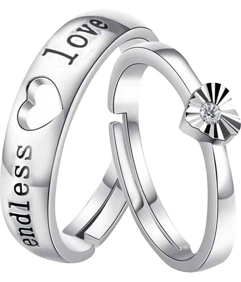 ShreejiHuf- Silver Couple Ring (Pack of 1)