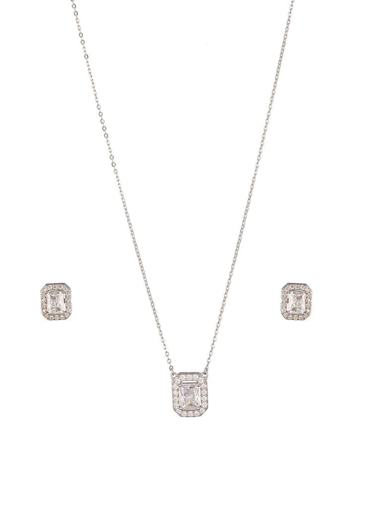 925 Sterling Silver Cz Studded Geometric Halo Solitaire Pendant Jewellery Set view 10