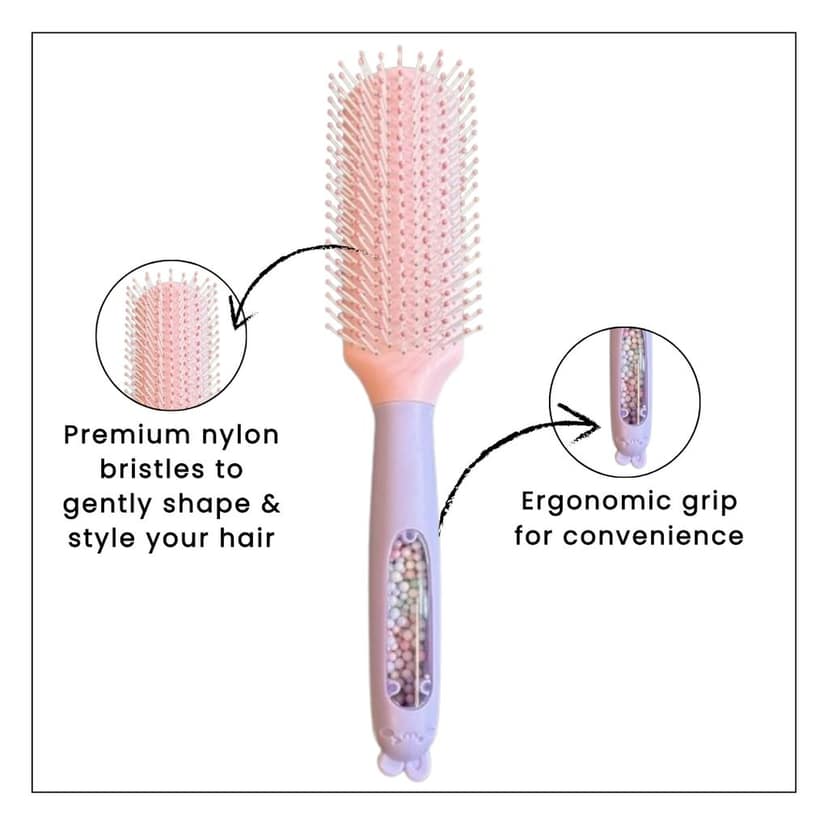 Hair Brush with Strong & Flexible Nylon Bristles having Anti-static Ball Tips, For Grooming, Straightening, Smoothing in purple Colour view 2