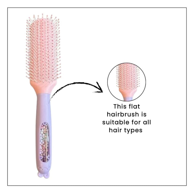 Hair Brush with Strong & Flexible Nylon Bristles having Anti-static Ball Tips, For Grooming, Straightening, Smoothing in purple Colour view 3