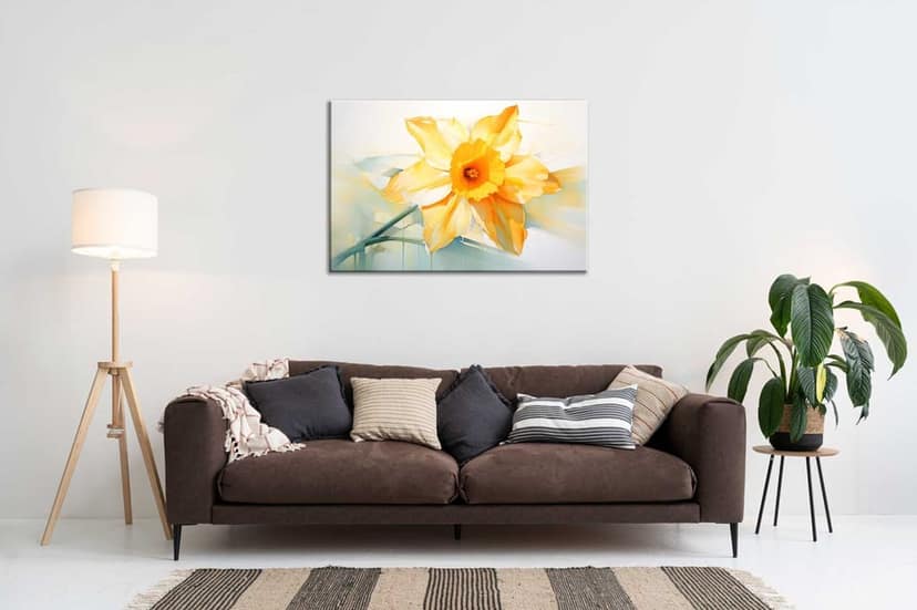 YELLOW DAFFODIL FLORAL ART 24in X 16in WITH BLACK FRAME