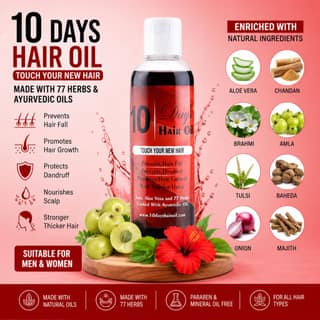 Elegantra Naturavives 10 Days Hair Growth Oil (100ml) pack of 1 – Intensive Hair Oil for Hair Fall & Regrowth | Advanced Hair Treatment for Hair Loss & Dry Scalp | Herbal Hair Fall Control