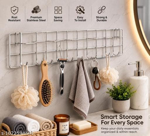 CTC Stainless Steel Wall Mounted Multipurpose Hook Rack (Pack of 2) view 2