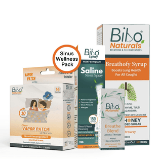 Bibo Naturals Sinus Wellness Pack (14 Patches Pack, Breathe Blend, Saline Spray, Breathofy)