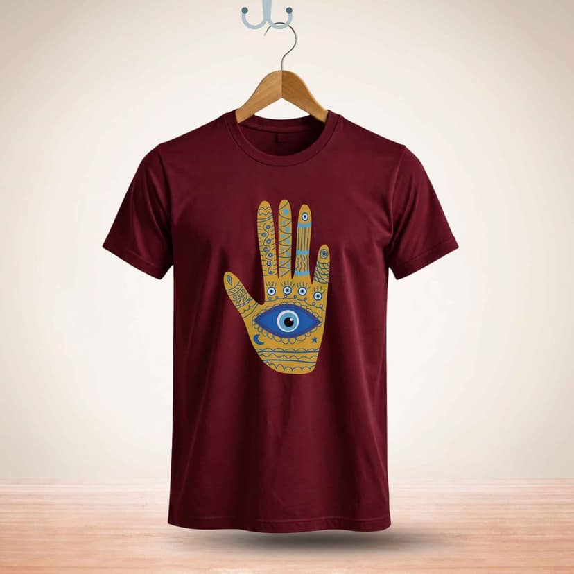 Trishoolin 100% Cotton Regular Fit Graphic T-Shirt | Mystical Eye Graphic Theme Art Crew Neck Half Sleeve Tee (Design 30148MB, Pack of 1)