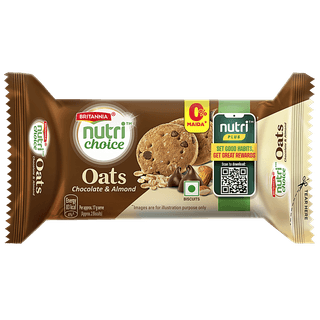 Britannia nutri choice Oats Cookies - Chocolate & Almonds, Fibre Rich, Healthy Snack, 75 g