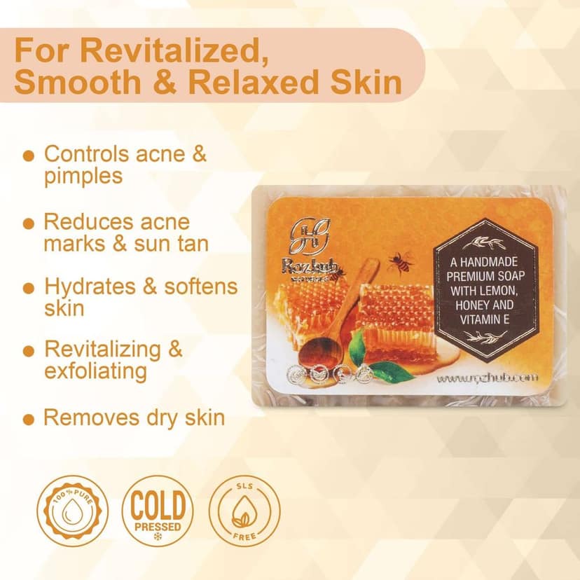 Lemon Honey Handmade Bathing Bar from Rozhub Naturals - 100gm view 4