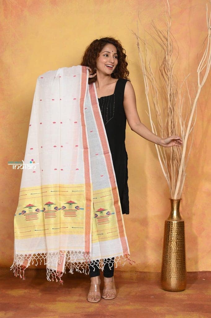 Handblock Printed Cotton Saree With Natural Dyes view 3